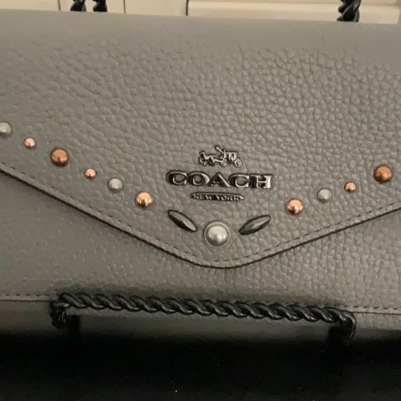 Coach Studded Gray Leather Wallet - Picture 3 of 9